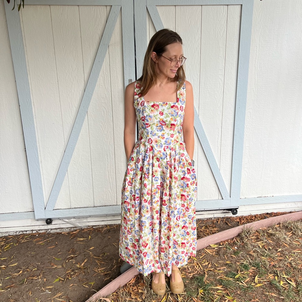 Vintage Laura Ashley Floral Midi Dress